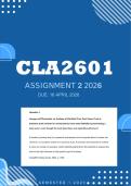 CLA2601 Assignment 2 Semester 1 2026 - Due 14 April 2026