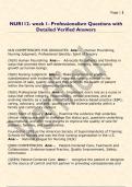 NUR112- week 1- Professionalism Questions with  Detailed Verified Answers