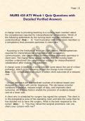 NURS 420 ATI Week 1 Quiz Questions with  Detailed Verified Answers