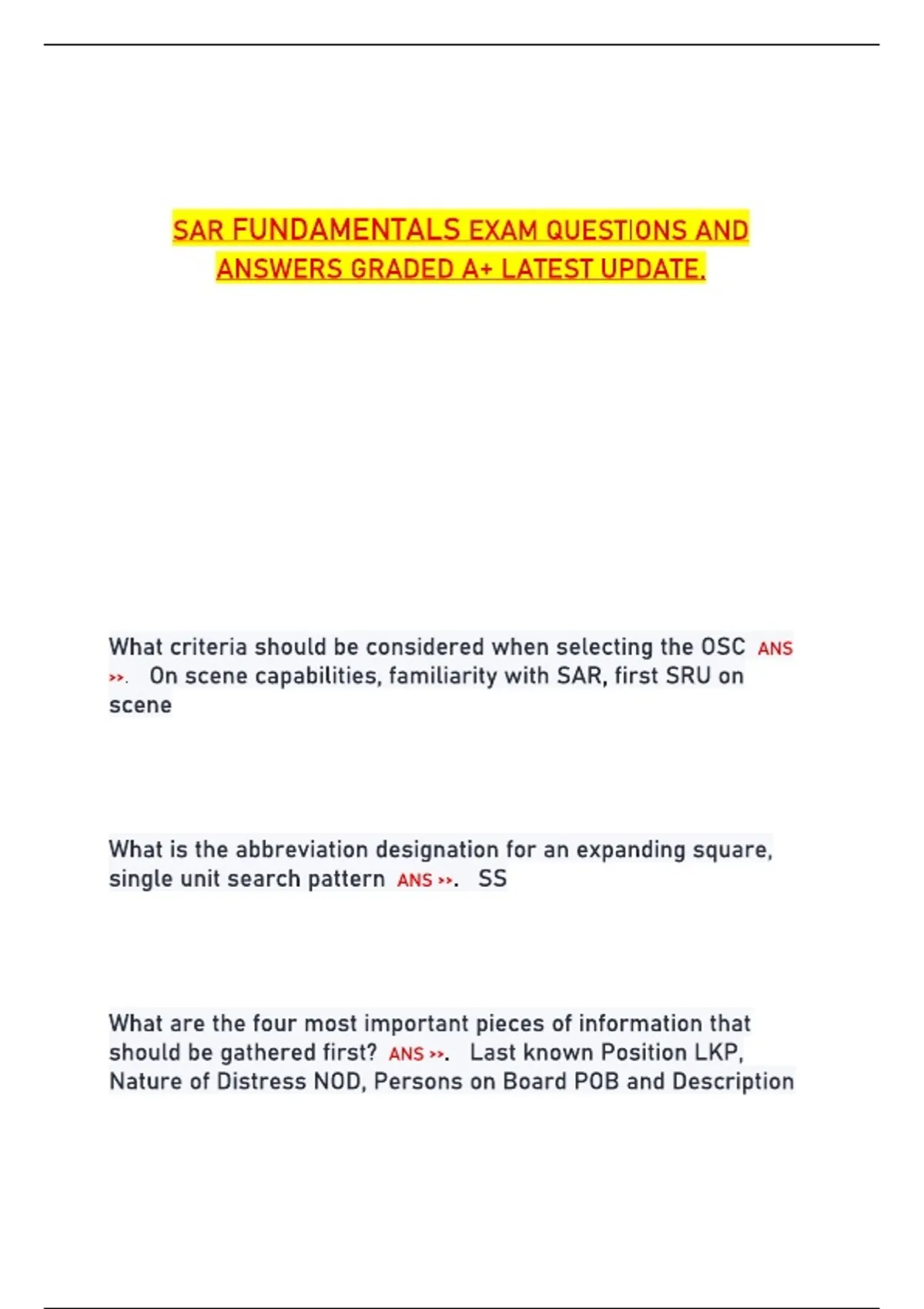 SAR Fundamentals Exam – Questions and Answers | A+ Graded Latest Update ...