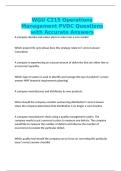 WGU C215 Operations Management PVDC Questions with Accurate Answers