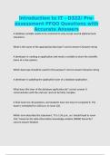 Introduction to IT - D322&sol; Pre-assessment PFQO Questions with Accurate Answers