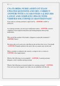 CNA FLORIDA NURSE ASSISTANT EXAM  UPDATED QUESTIONS AND 100&percnt; CORRECT  ANSWERS WITH A GUARANTEED A&plus;&vert;&vert; 2025-2026  LATEST AND COMPLETE UPDATE WITH  VERIFIED SOLUTIONS&vert;&vert; GUARANTEED PASS&excl;&excl; 