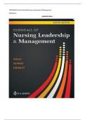 TEST BANK For Essentials of Nursing Leadership & Management 8th Edition Author&colon; Sally A&period; Weiss &comma; Ruth M&period; Tappen&comma; Karen Grimley Verified Chapters 1 &ndash; 16 Latest Edition 2024
