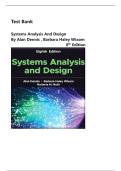 TEST BANK FOR Systems Analysis and Design 8th Edition by Alan Dennis &comma; Barbara Haley Wixom&comma; Verified Complete Chapters&vert;&vert; Complete Guide A&plus;