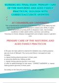 NURSING 601 FINAL EXAM&colon; PRIMARY CARE OF THE MATURING AND AGED FAMILY PRACTICUM&comma; 2025&sol;2026 WITH CORRECT&sol;ACCURATE ANSWERS