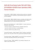 NUR 405 Final Study Guide THE LAST FINAL OF NURSING SCHOOL Exam Questions With Correct Answers
