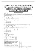 Solutions Manual for Advanced Macroeconomics &ndash; 4th Edition by David Romer &vert; Complete Solutions Manual