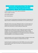 WGU C232&colon; Introduction To Human Resource Management-ALL Questions With Accurate Answers