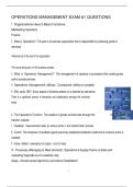 OPERATIONS MANAGEMENT EXAM &num;1 QUESTIONS