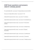 CISP Exam questions and answers rated A&plus; already passed