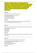Reading&comma; Understanding&comma; and Applying Nursing Research &vert;  Verified Practice and Application Questions with Answers & Detailed Rationales &vert; Comprehensive Study Guide for Nursing Students &vert; Updated 2026 Edition &vert; Evidence-Based Practice & Research Applicatio