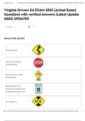 Virginia Drivers Ed EXAM 2025 &lpar;Actual Exam&rpar; Questions with verified Answers &lpar;Latest Update 2025&rpar; UPDATE&excl;&excl;