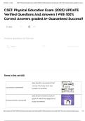 CSET&colon; Physical Education Exam &lpar;2025&rpar; UPDATE Verified Questions And Answers &vert; With 100&percnt; Correct Answers graded A&plus; Guaranteed Success&excl;&excl;