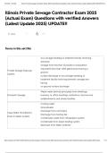 Illinois Private Sewage Contractor Exam 2025 &lpar;Actual Exam&rpar; Questions with verified Answers &lpar;Latest Update 2025&rpar; UPDATE&excl;&excl;