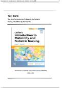 TEST BANK FOR Leifer’s Introduction to Maternity and Pediatric Nursing 10th Edition by Kim Cooper , Kelly Gosnell ISBN:978-0443127571 ALL CHAPTERS COVERED YOUR ULTIMATE GUIDE 100% VERIFIED A+ GRADE ASSURED!!!!! NEW LATEST UPDATE!!!!!