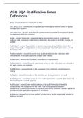 ASQ CQA Certification Exam Definitions Questions and Answers Correct