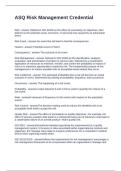 ASQ Risk Management Credential Questions and Answers