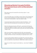Bloomberg Market Concepts Portfolio Management Exam with verified detailed answers