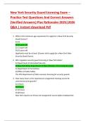 New York Security Guard Licensing Exam &ndash;  Practice Test Questions And Correct Answers  &lpar;Verified Answers&rpar; Plus Rationales 2025&vert;2026  Q&A &vert; Instant download Pdf 