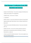 Food Manager Certification Exam 2026 Questions and Answers