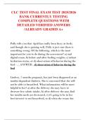 CLC TEST FINAL EXAM TEST 2025&sol;2026  BANK CURRENTLY TESTING  COMPLETE QUESTIONS WITH  DETAILED VERIFIED ANSWERS  &sol;ALREADY GRADED A&plus; 