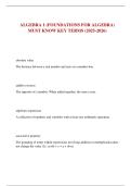 ALGEBRA 1 &lpar;FOUNDATIONS FOR ALGEBRA&rpar; MUST KNOW KEY TERMS &lpar;2025-2026&rpar;