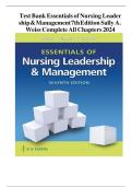 Test Bank For Essentials of Nursing Leadership and Management 7th Edition by Sally A&period; Weiss ISBN 9780803669536 Chapter 1-16 &vert; Complete Guide&period;