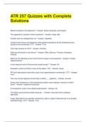 ATR 257 Quizzes with Complete Solutions 