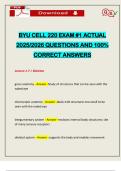 BYU CELL 220 EXAM &num;1 ACTUAL 2025&sol;2026 QUESTIONS AND 100&percnt; CORRECT ANSWERS