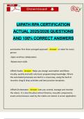 UIPATH RPA CERTIFICATION ACTUAL 2025&sol;2026 QUESTIONS AND 100&percnt; CORRECT ANSWERS