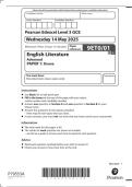 2025 Pearson Edexcel Level 3 GCE in English Literature &lpar;9ET0&rpar; Paper 1&colon; Drama &lpar;QUESTION PAPER WITH MARK SCHEME COMBINED&comma; June 2025&rpar;