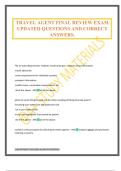 TRAVEL AGENT FINAL REVIEW EXAM UPDATED QUESTIONS AND CORRECT ANSWERS&period;