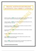 TRAVEL AGENTS EXAM UPDATED QUESTIONS AND CORRECT ANSWERS&period;