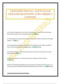 CERTIFIED TRAVEL AGENT EXAM UPDATED QUESTIONS AND CORRECT ANSWERS&period;