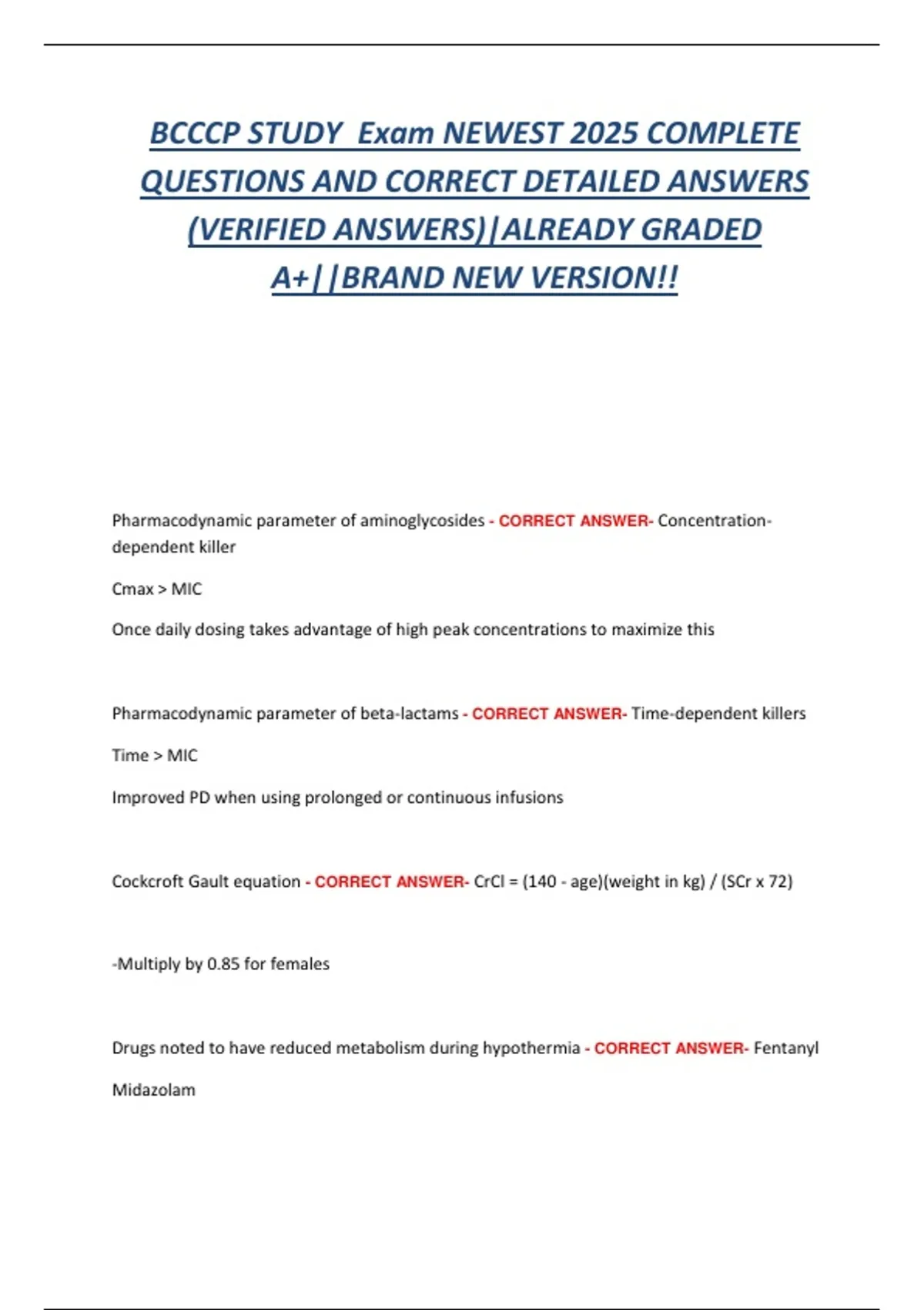 BCCCP Study Exam 2025 – Critical Care Pharmacy Practice Questions ...