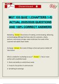 MGT 103 QUIZ 1 &lpar;CHAPTERS 1-5&rpar; ACTUAL 2025&sol;2026 QUESTIONS AND 100&percnt; CORRECT ANSWERS