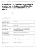 Oregon Drivers Ed Final Exam comprehensive questions and verified answers ACTUAL EXAM 2025 TEST&excl;&excl; Graded A&plus; &vert; 2025&vert;2026 EXAM UPDATE