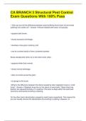 CA BRANCH 3 Structural Pest Control Exam Questions With 100&percnt; Pass