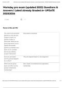 Workday pro exam &lpar;updated 2025&rpar; Questions & Answers &vert; Latest Already Graded A&plus; UPDATE 2025&vert;2026