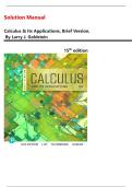 Solution Manual For Calculus & Its Applications&comma; Brief Version&comma; 15th edition by&colon; Larry J&period; Goldstein&comma; Complete Solutions A&plus;