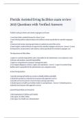 Florida Assisted Living Facilities Exam Review &ndash; Complete Study Guide with Solutions