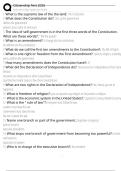 Citizenship Test 2025 Exam Questions and Answers 100&percnt; Pass &vert;Verified and Updated 
