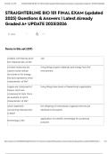 STRAIGHTERLINE BIO 101 FINAL EXAM &lpar;updated 2025&rpar; Questions & Answers &vert; Latest Already Graded A&plus; UPDATE 2025&vert;2026