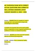AIF OVERVIEW EXAM WITH CORRECT ACTUAL QUESTIONS AND CORRECTLY WELL DEFINED ANSWERS LATEST ALREADY GRADED A+ 2025 – 2026
