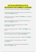 LPT Exam UPDATED ACTUAL  QUESTIONS AND CORRECT ANSWERS