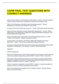 CAPM FINAL TEST QUESTIONS WITH CORRECT ANSWERS 