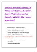 Accredited Investment Fiduciary &lpar;AIF&rpar;  Practice Exam Questions And Correct  Answers &lpar;Verified Answers&rpar; Plus  Rationales 2025&vert;2026 Q&A &vert; Instant  Download Pdf 