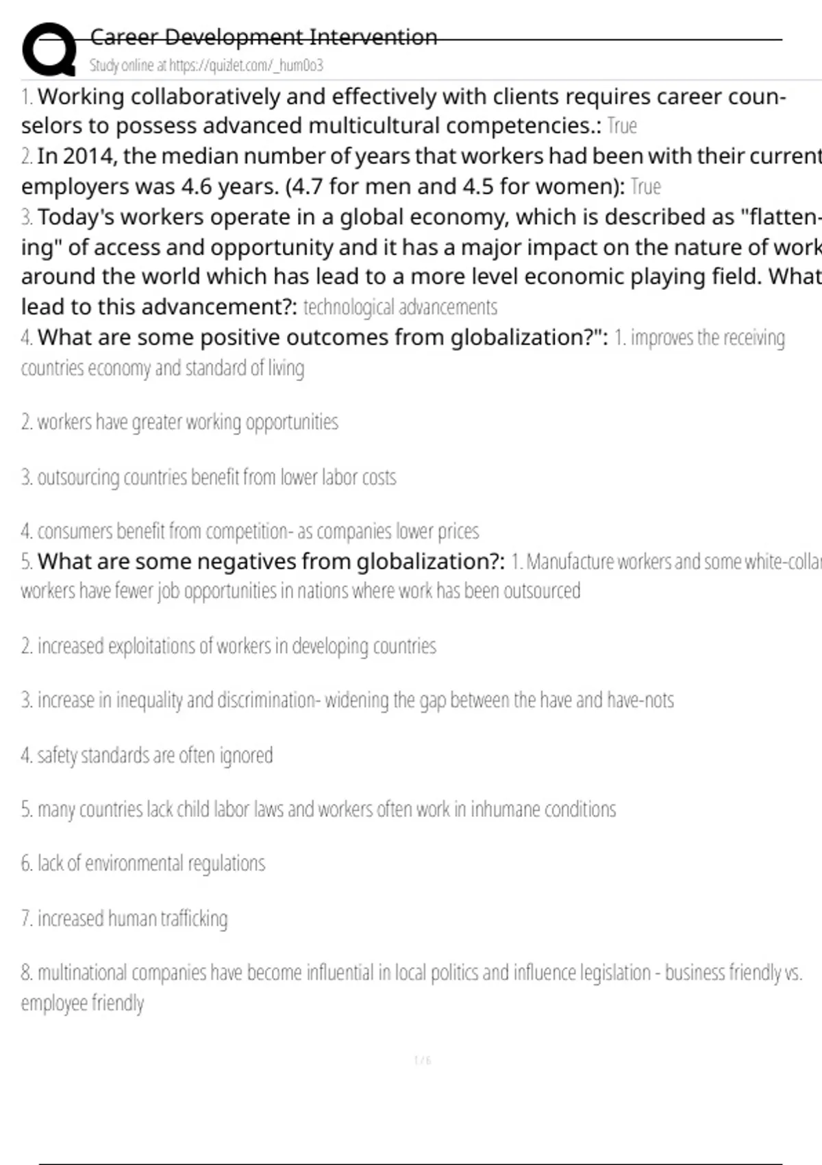 Career Development Intervention Exam Questions and Answers 100% Pass ...