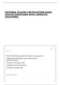 NATIONAL PILATES CERTIFICATION EXAM 2025&sol;26 QUESTIONS WITH COMPLETE SOLUTIONS&period;